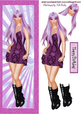 Trendy Girl with Boots and Pink Hair Tall Dl