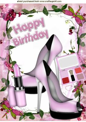 Birthday Girl in Pink with Shoes & Makeup A4
