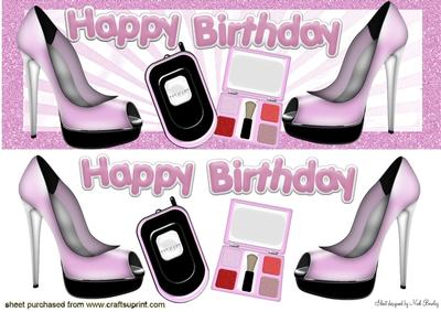 Birthday Girl in Pink with Shoes & Makeup Dl Card