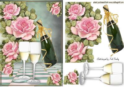 Champagne with Cascading Pink Roses