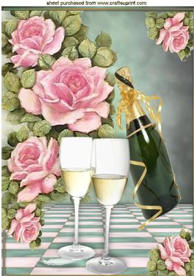 Champagne with Cascading Pink Roses A4
