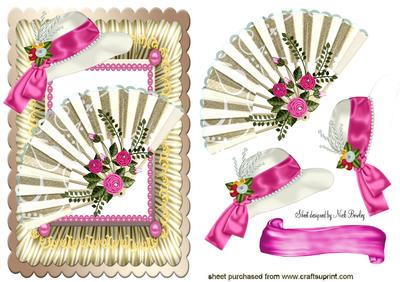 Hat with Bow, and Lace Fan with Flowers