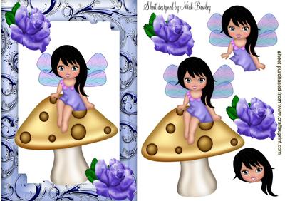 Cute Little Faerie Sitting on a Mushroom