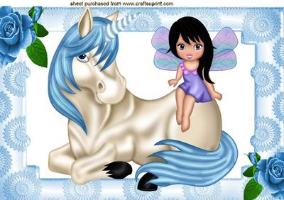 Unicorn with Little Faerie A4