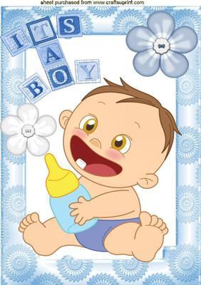 It's a Boy! Cheeky Boy with His Bottle A4