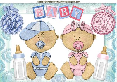 Baby Boy! and Cute Baby Girl with Bottles A4