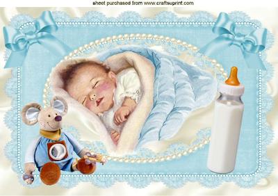 Cute Baby Boy with His Cuddly Mouse A4