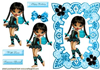 Cute Little Faerie in Turquoise Frame