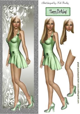 Pretty in Her Green Dress and Matching Shoes Tall Dl