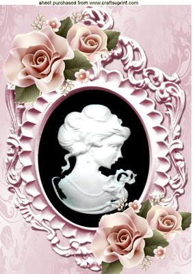 Pretty Cameo with Porcelain Roses A4