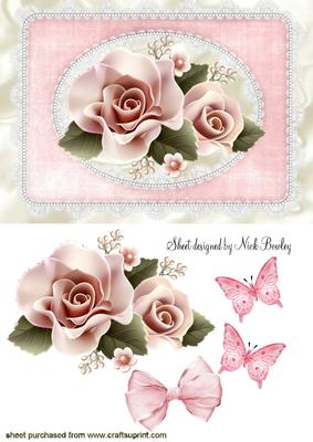Porcelain Roses in Lace Ornate Frame