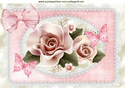 Porcelain Roses in Lace Ornate Frame A4