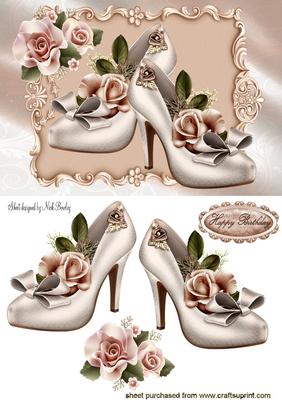 Pretty Shoes with Roses in Ornate Frame