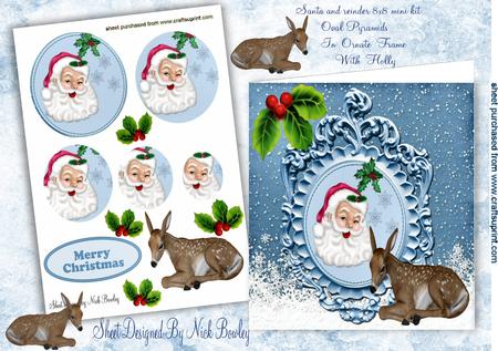 Lovely Santa with Reindeer, Oval Pyramids Mini Kit