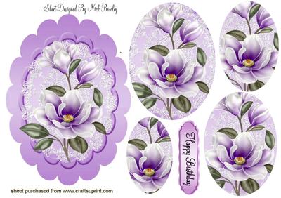 Lilac Magnolias on Lace Oval Pyramids