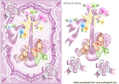 Cute Baby Girl in Pink Bonnet with Bows