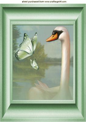 The White Swan with Butterflies in Frame A4