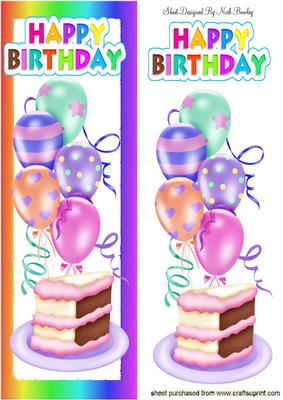 Lovely Pink Birthday Cake with Balloons Tall Dl