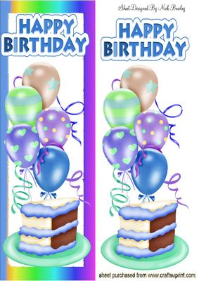 Lovely Blue Birthday Cake with Balloons Tall Dl