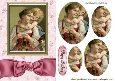 Mother and Daughter in Frame with Bow Oval Pyramids
