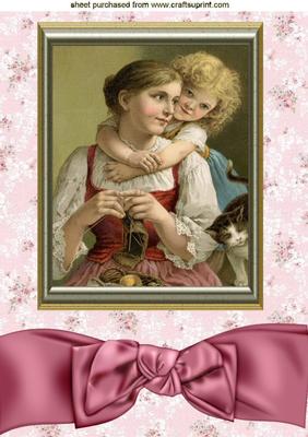 Mother and Daughter Cuddling in Frame with Bow A4