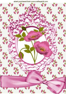 Pink Poppies with Pink Bow A4