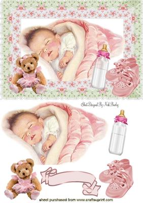 Sweet Dreams Baby Girl in Floral Frame