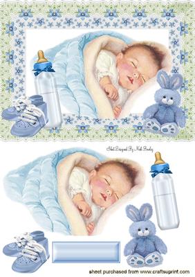 Sweet Dreams Baby Boy in Floral Frame
