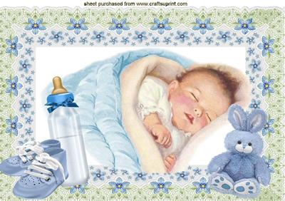 Sweet Dreams Baby Boy in Floral Frame A4