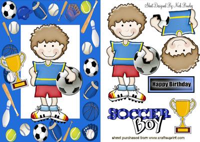 Soccer Boy Wins the Cup in Sports Frame