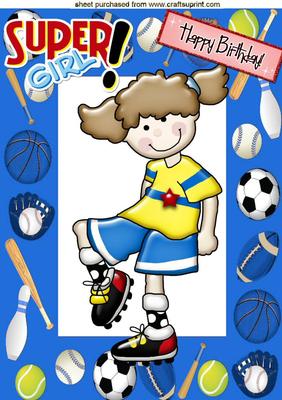 Super Soccer Girl in Sports Frame A4