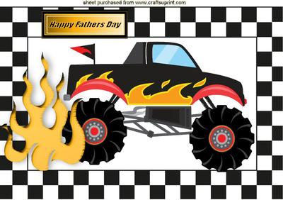 Monster Jeep with Flames Fathers Day A4