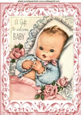 Welcome! Little Baby Girl with Roses A4