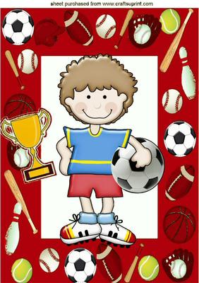 Soccer Boy Wins the Cup in Red Sports Frame A4