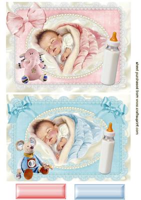 Sleeping Babies, Boy and Girl Card Front