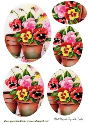 Potted Plants of Pansies Oval Pyramids