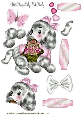 Cute Puppy Carrying a Kitten in a Basket A4