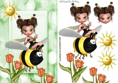 Faerie Sitting on a Bumble Bee with the Sun