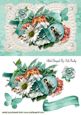 A Beautiful Spray of Flowers on Vintage Lace