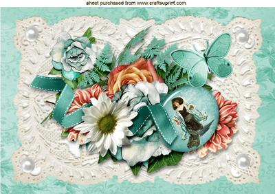 A Beautiful Spray of Flowers on Vintage Lace A4