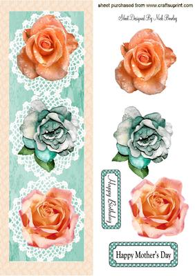 Turq Rose, and Peach Rose on Lace Tall Dl