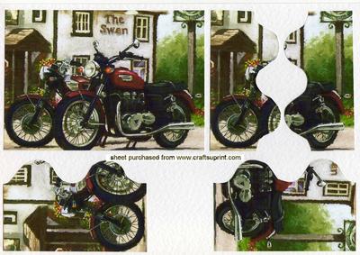 Old Vintage Painting of Bikes & Pub Side Stacker