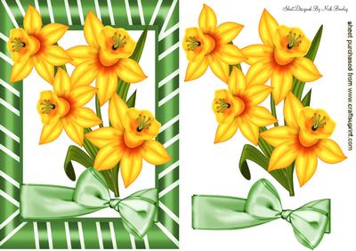 Golden Daffodils with Bow in Frame