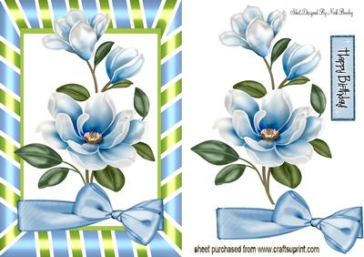 Pretty Blue Magnolias with Big Bow