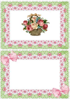 Basket of Roses with Bows in Lace A5 Insert