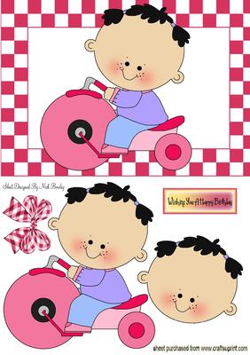 Baby Girl on Her Pink Tricycle