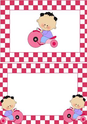 Baby Girl on Her Pink Tricycle A5 Insert