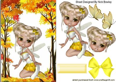 Little Faerie Sitting in the Woods of Shade of Autumn