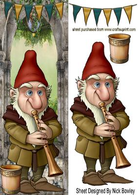 Musical Gnome with His Cup of Wine Tall Dl