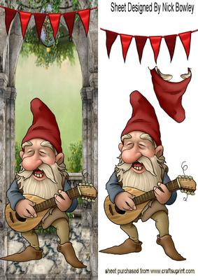 Grandad Gnome with His Mandolin Tall Dl